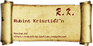 Rubint Krisztián névjegykártya